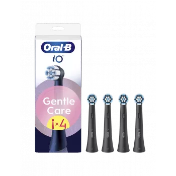 Oral-B iO Gentle Care keičiamos dantų šepetėlių galvutės, juodos, 4 vnt.