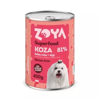 Šlapias šunų maistas ZOYA Superfood Goat 400 g – pilnavertis suaugusių šunų ėdalas su ožkiena, 400 g skardinė