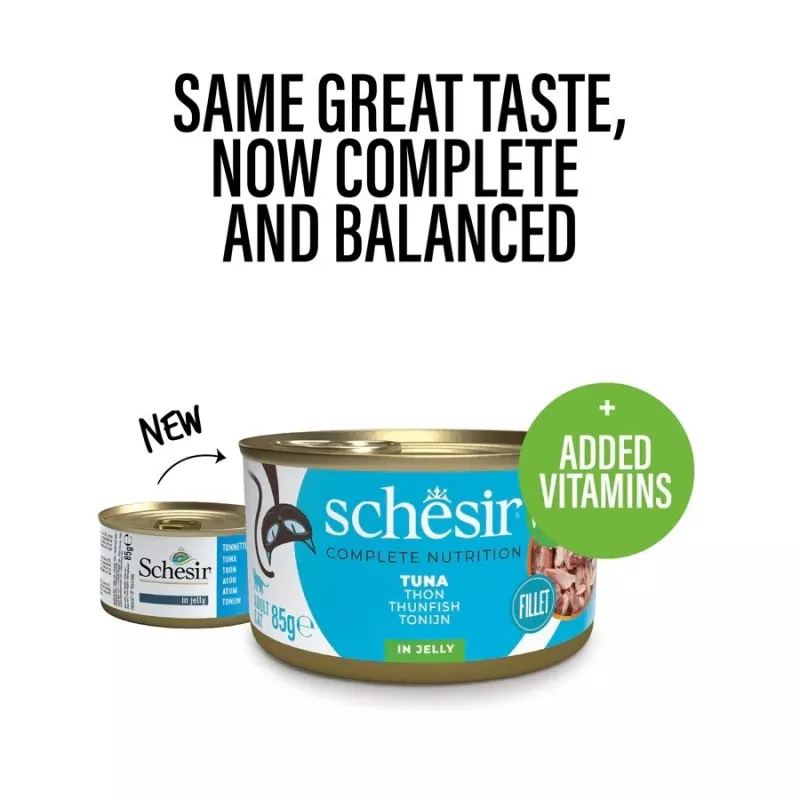 Šlapias kačių ėdalas Agras Pet Foods Schesir Tunas drebučiuose 6×50 g (300 g), vieno baltymo, suaugusioms katėms, be sojų ir glitimo
