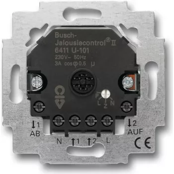 Įleidžiamas žaliuzių ir roletų valdiklis Busch-Jaeger 6411 U-101, 2 kanalai, 230 V, 690 W, 71×71×33 mm