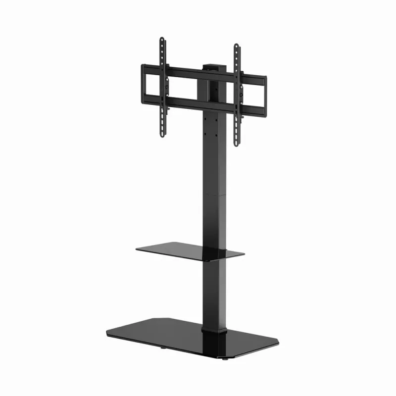 Grindinis TV stovas GEMBIRD TVS-86ST-01, 43–86 col., juodas, grūdinto stiklo pagrindas, VESA 100x100–600x400, 60 kg