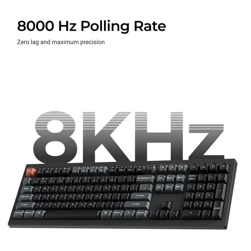 Mechaninė pilno dydžio (100 %) klaviatūra Keychron V6 Ultra 8K – QWERTY, Bluetooth, RGB LED, juoda