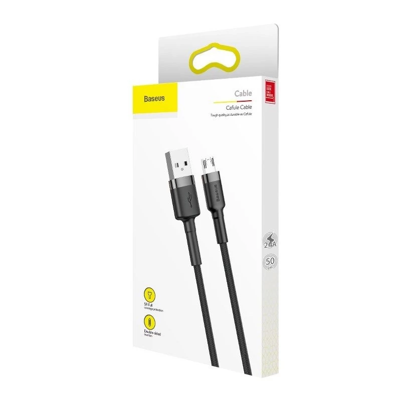 Baseus Cafule 2.4A 1m Micro USB laidas (pilka/juoda)