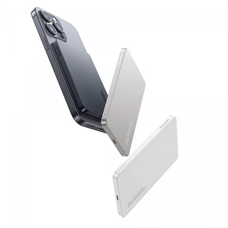 PowerBank 5000mAh 20W belaidis įkrovimas MagSafe titano spalvos
