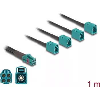 DeLOCK 90140 koaksialinis kabelis 1 m Mini FAKRA Z 4 x FAKRA Z Aqua Black