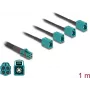 DeLOCK 90140 koaksialinis kabelis 1 m Mini FAKRA Z 4 x FAKRA Z Aqua Black