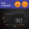 Qoltec 90W GaN Super Fast SLIM sieninis įkroviklis | XP | 5-20V | 4,5A | USB-C 3.1 | Nešiojamam kompiuteriui | MacBook | Išmaniajam telefonui | + laidas
