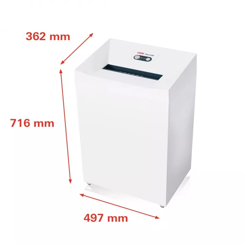 Popieriaus smulkintuvas HSM Pure 530, smulkinimas gabalėliais, 30 cm, 55 dB