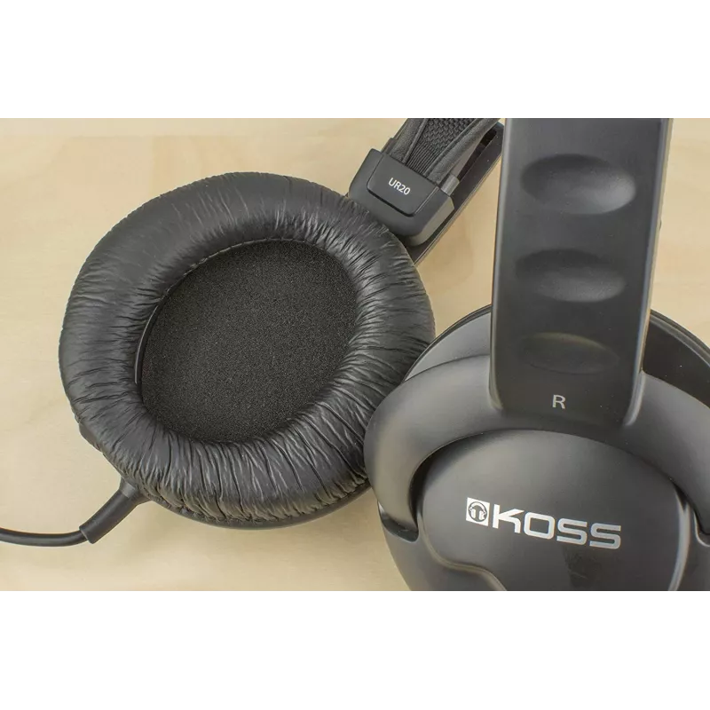 Koss UR20 Ausinės DJ stiliaus, laidinės, ant ausų, triukšmo slopinimas, juodos