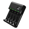 Green Cell GC VitalCharger USB įkroviklis, 4 lizdai, AA/AAA, USB maitinimas, juodas