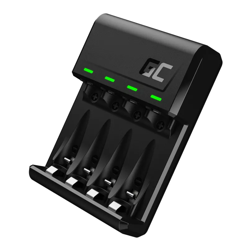 Green Cell GC VitalCharger USB įkroviklis, 4 lizdai, AA/AAA, USB maitinimas, juodas