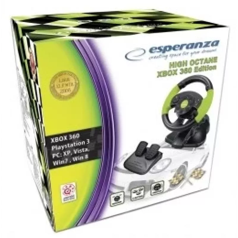 Laidinis žaidimų vairas ESPERANZA EG104, skirtas PlayStation 3 ir Xbox 360, juodas/žalias