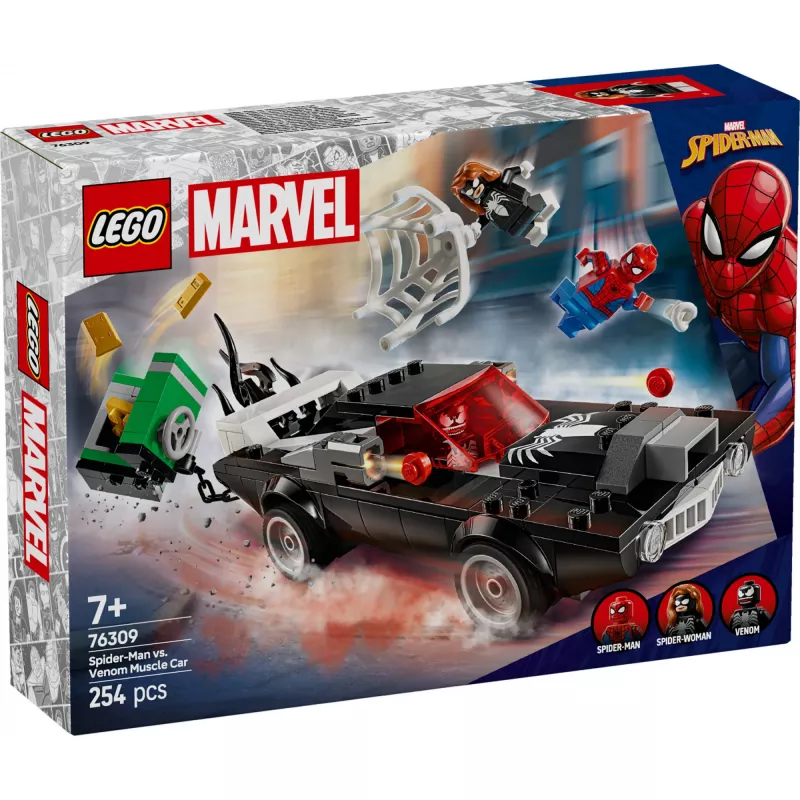LEGO Marvel Super Heroes Konstruktorius Žmogus-voras prieš Venomą Raumeninis automobilis 76309 — 254 dalys, 3 minifigūrėlės, nuo 7 metų