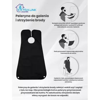 Extralink barzdos skutimo pelerina kirpimui ir priežiūrai, juoda
