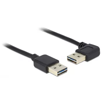 USB laidas DeLOCK 1m USB 2.0 A kištukas/kištukas 90° juodas