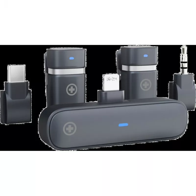 Belaidis mikrofonų rinkinys Plusonic PS-TDS9 su USB-C, Lightning ir 3,5 mm jungtimis
