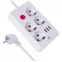 Ilgintuvas MACLEAN MCE392 W – 4 kištukiniai lizdai, 3×USB-A, 110–240V, 2.1A, 2500W, 1,5 m laidas, baltas
