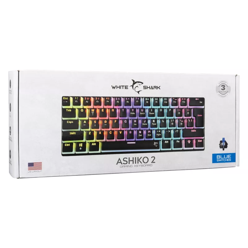 Mechaninė klaviatūra White Shark GK-2202 Ashiko 2 61 klavišų, juoda/mėlyna, US išdėstymas