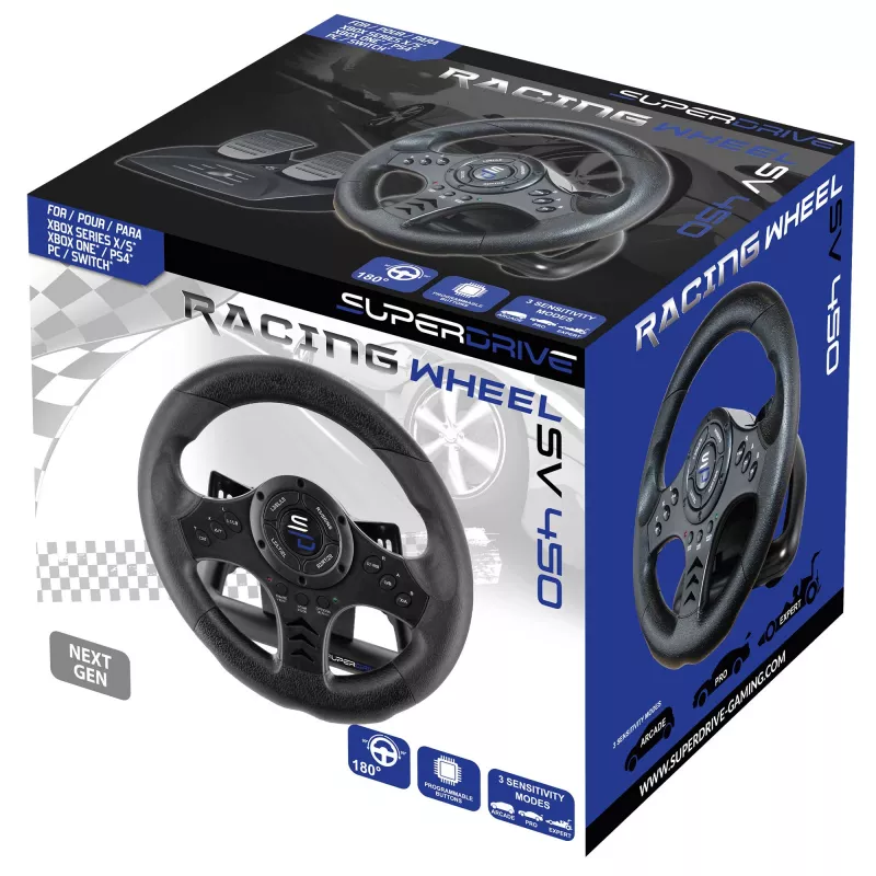 Vairas su pedalais Subsonic SA5426-NG juodas USB 180° sukimas