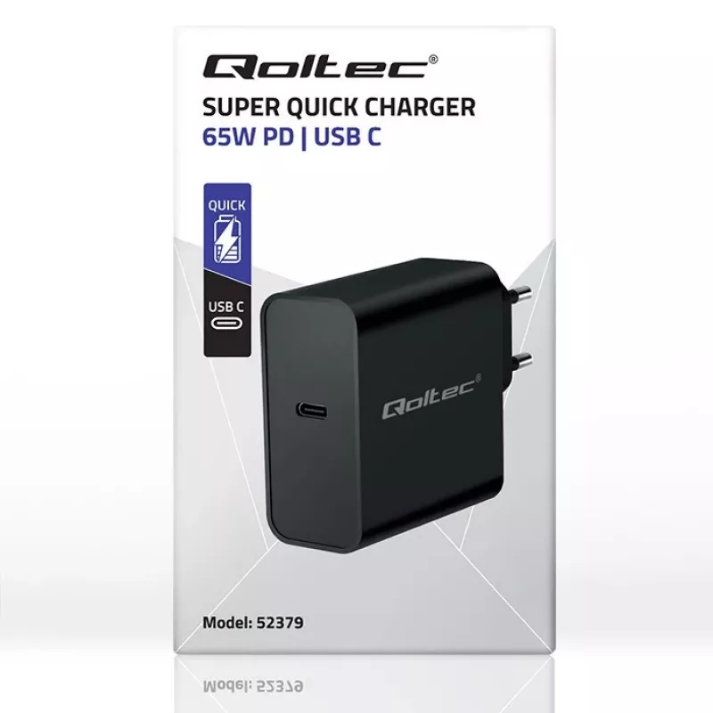 QOLTEC Super Quick PD 65W USB‑C greitasis įkroviklis, 1x USB‑C, 65 W