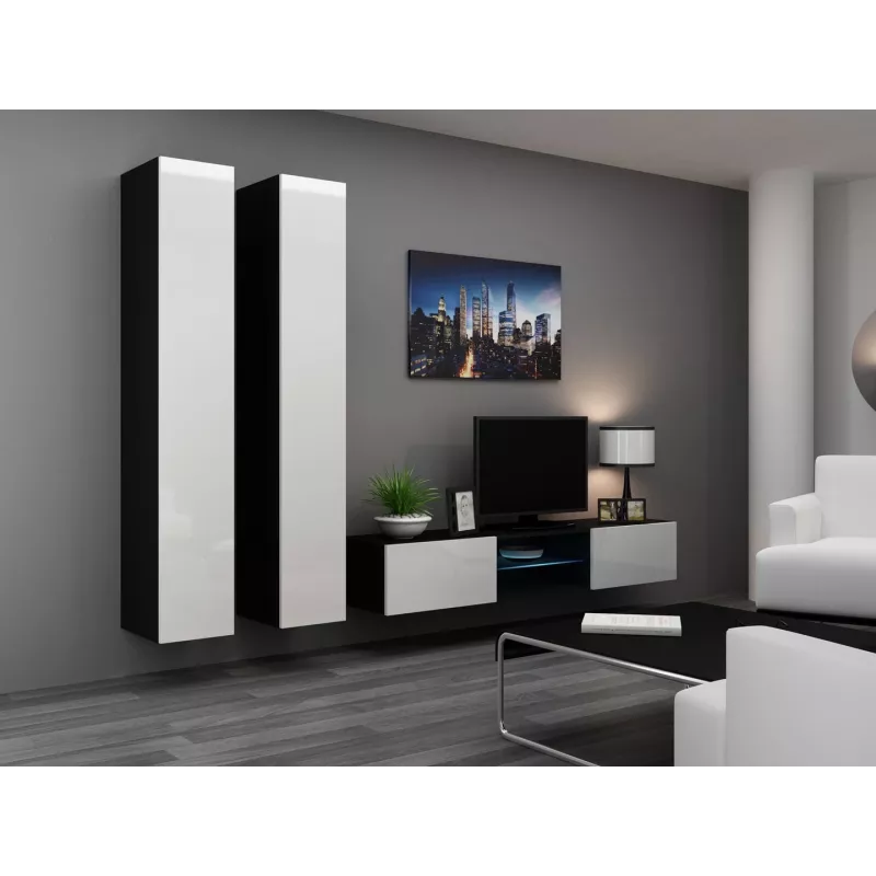 Cama uždara Spintelė VIGO '180' 180/40/30 baltas/juodas blizgus