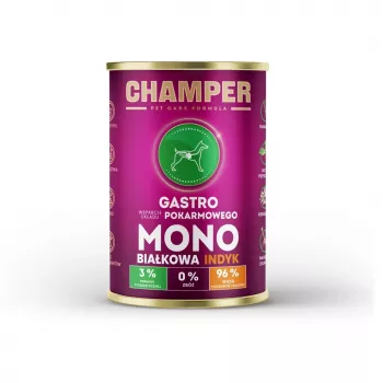 CHAMPER Gastro Monoprotein Turkey - šlapias ėdalas šunims - 400g