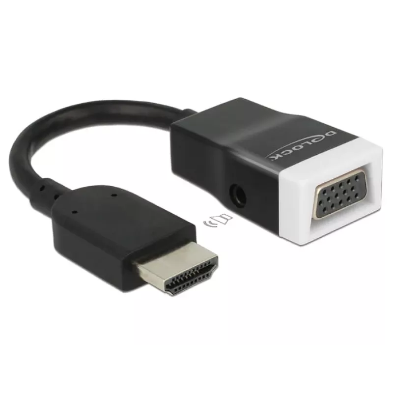 Delock 65587 HDMI-A kištukas į VGA (D-Sub 15) lizdą adapteris su garsu, juodas/baltas