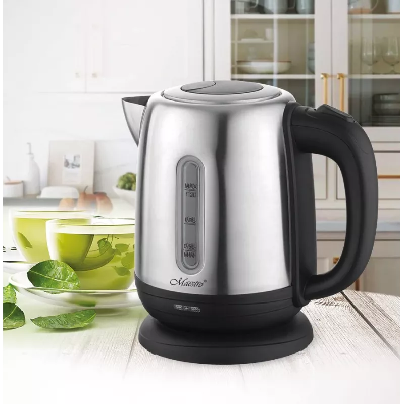 Elektrinis virdulys Maestro MR-027 1,2 L 1630 W nerūdijantis plienas, nuosėdų filtras, vandens lygio indikatorius