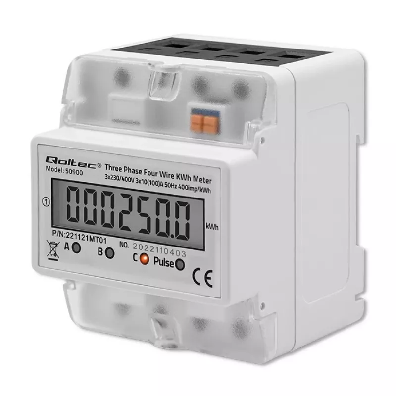 Trifazis elektroninis elektros energijos skaitiklis QOLTEC 50900 400V LCD 4P