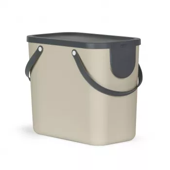 Rotho Albula 25 L stačiakampis šiukšlių/daiktų konteineris, kapučino, technopolimeras, 25 L, 400×235×340 mm