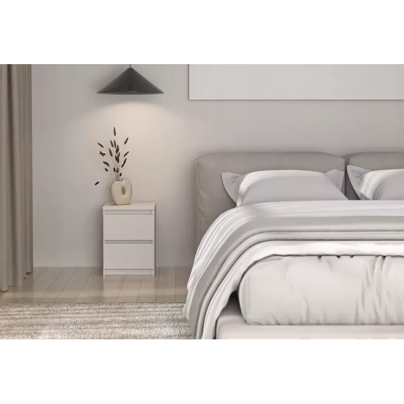 Naktinis staliukas MALWA M2 KASZMIR – 2 stalčiai, medžio drožlių plokštė, kašmyro spalva, 300×300×400 mm