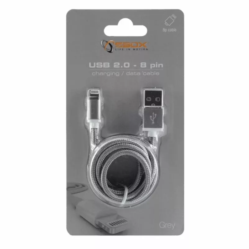 Sbox USB 2.0 8 Pin IPH7-GR pilkas laidas