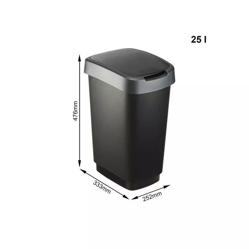 Rotho Twist 25 L stačiakampis polipropileninis sandėliavimo konteineris — 25 L, 476×333×252 mm, juodas