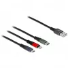 USB įkrovimo laidas DeLOCK 3 in 1 Type-A į Lightning Micro USB USB Type-C 30 cm
