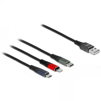 USB įkrovimo laidas DeLOCK 3 in 1 Type-A į Lightning Micro USB USB Type-C 30 cm
