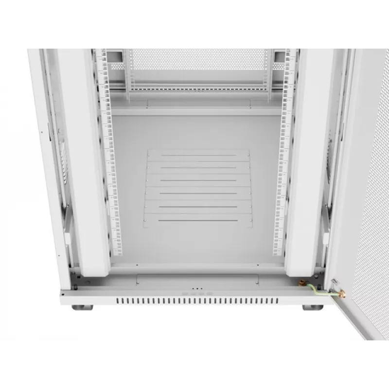 Ant grindų statomas 19 colių 27U tinklo spintos stovas 800x1000 pilkas perforuotomis durelėmis su LCD ekranu LANBERG (plokščia pakuotė)