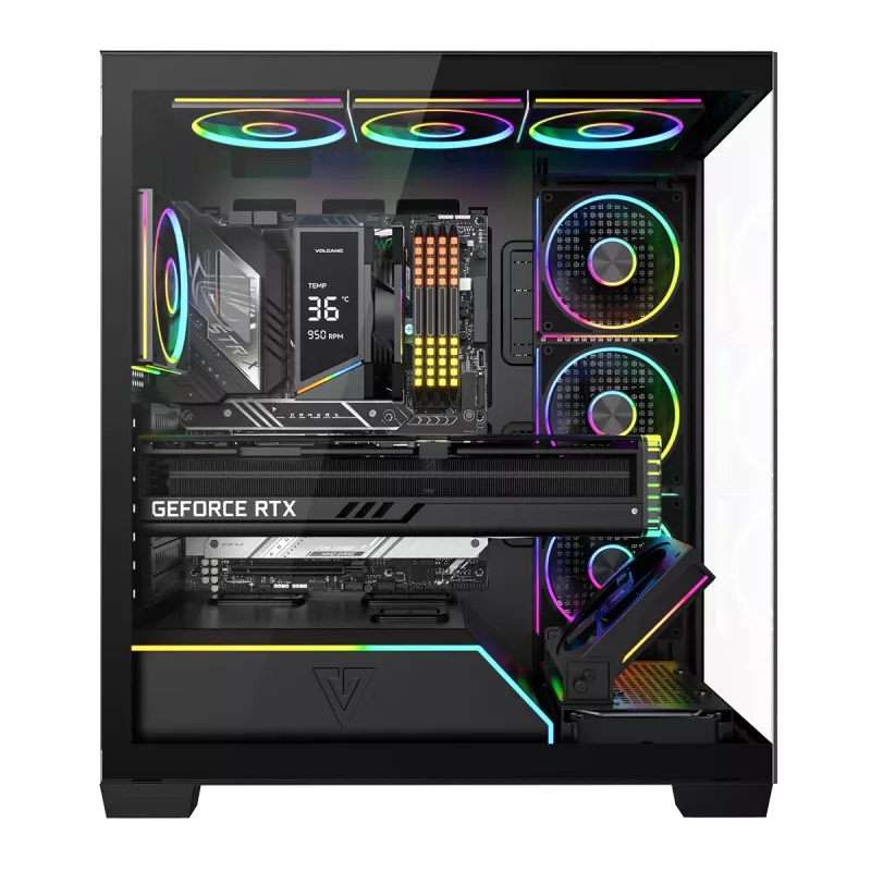 Modecom Volcano Stellar Plus ARGB Midi 8F Juodas korpusas