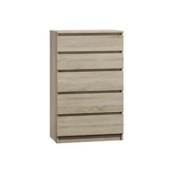 Komoda Top e shop M5 SONOMA – 5 stalčių, ąžuolo spalva, 700×400×1120 mm, medžio drožlių plokštė