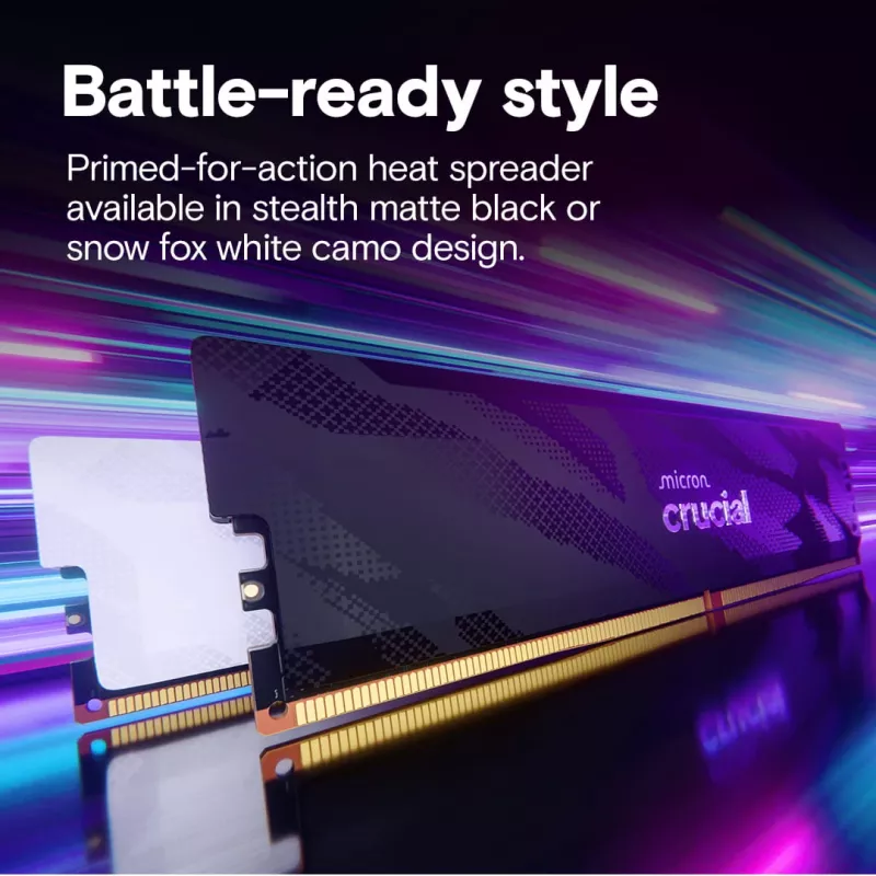 Crucial Pro OC 32GB (2x16GB) DDR5 PC5-48000C32 6400MHz dviejų kanalų rinkinys - Baltas