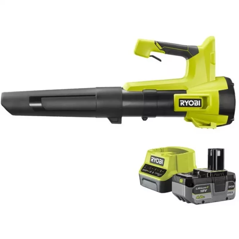 Akumuliatorinis lapų pūstuvas RYOBI ONE+ RY18BLB-140, 18V, 4,0 Ah, žalia/juoda