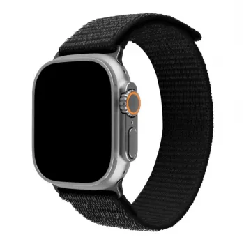 Pakeitimo nailono dirželis FIXED Sporty Strap Fixed FIXNST2-1029-BK, skirtas Apple Watch Ultra 49 mm, juodas, 160–210 mm ilgio