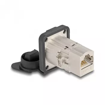DeLOCK 67061 D tipo RJ45 Cat.6A STP įmontuojamas movos jungtis su apsauginiu dangteliu, IP66