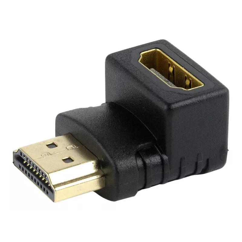 HDMI adapteris GEMBIRD A-HDMI90-FML, HDMI į HDMI, 90° stačiu kampu, juodas
