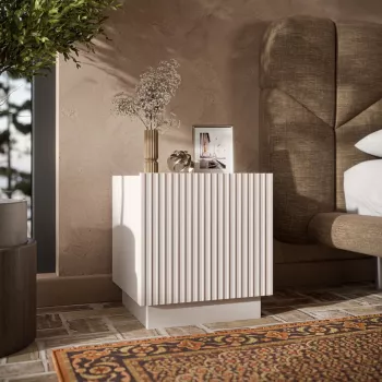 Naktinių staliukų komplektas Cama meble LIVERTI 2 vnt., 45×42×47 cm, smėlio spalvos, MDF ir medžio drožlių plokštė