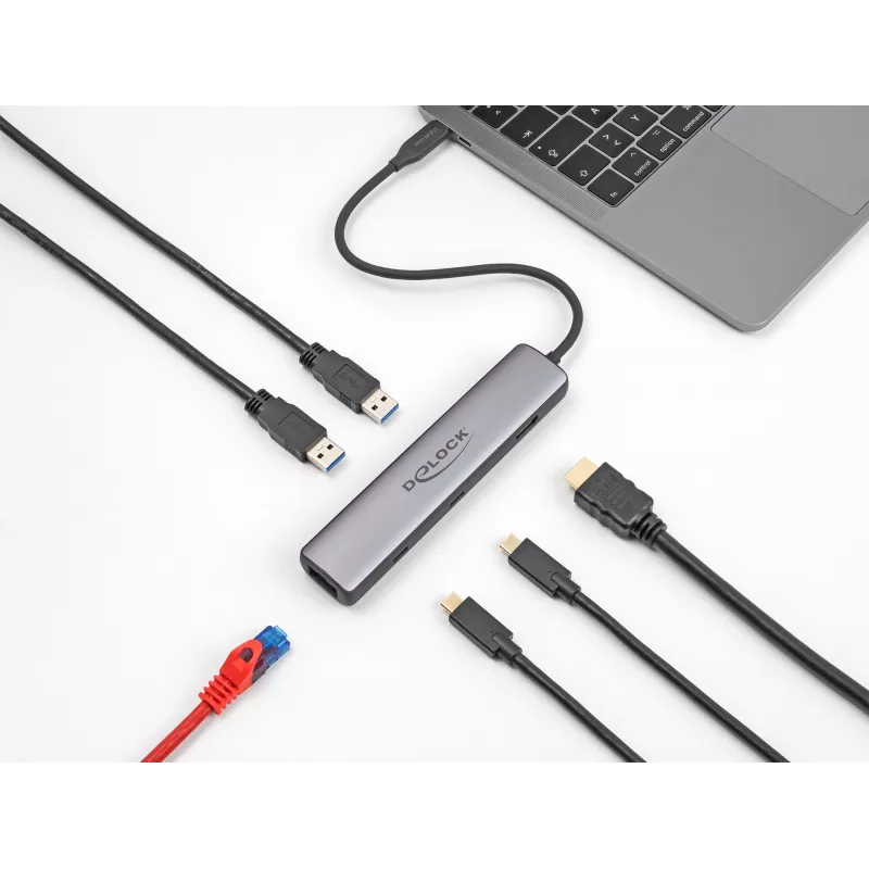 DeLOCK USB Type-C dokavimo stotelė 8K HDMI USB 10 Gbps 2.5 Gigabit LAN PD 100W