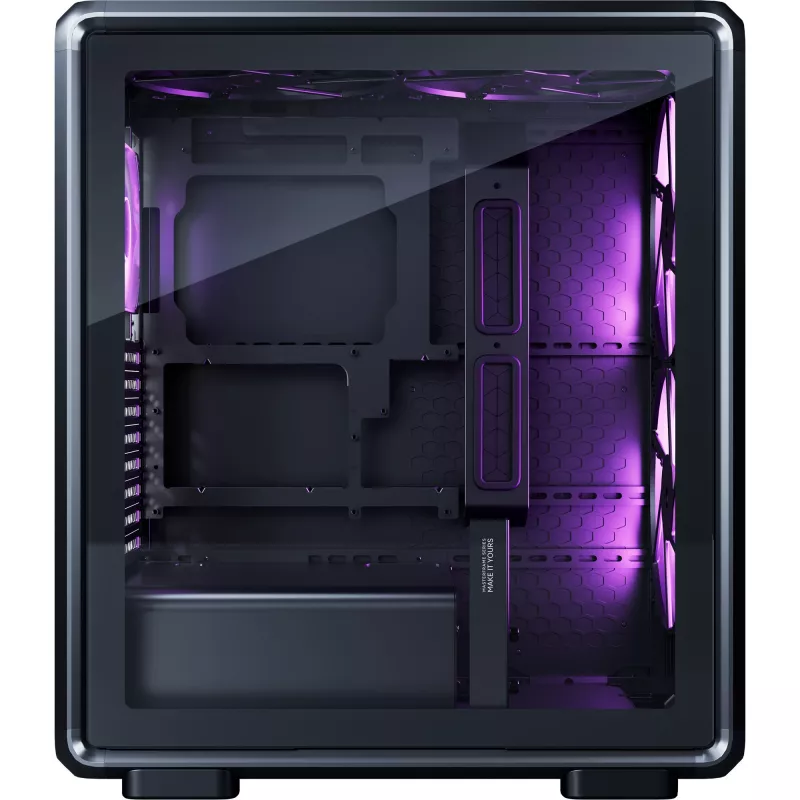 PC korpusas Cooler Master MasterFrame 500 Mesh Midi Tower – juodas su permatomu šonu, ATX/EATX, 2×200 mm priekyje, 1×120 mm gale