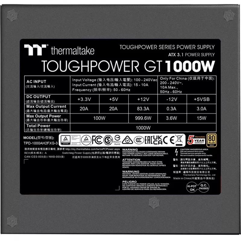 Maitinimo blokas Thermaltake Toughpower GT 1000W 24-pin ATX juodas