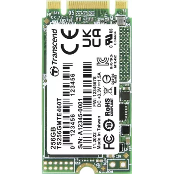 Transcend MTE460T 256 GB vidinis M.2 PCIe NVMe SSD 2242 PCIe NVMe 3.0 x2 (TS256GMTE460T)