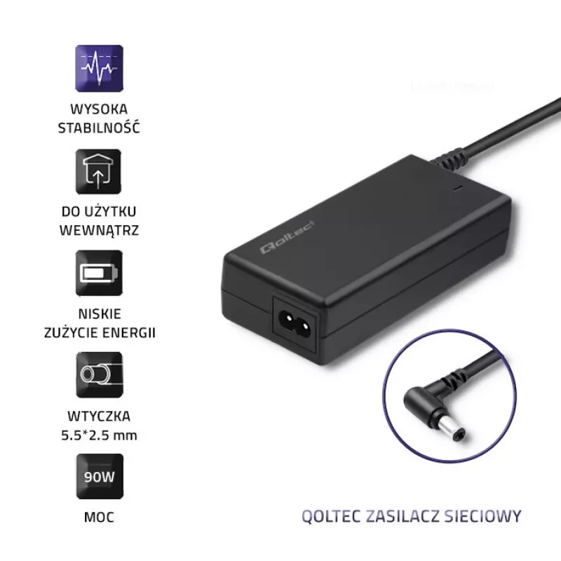 Qoltec maitinimo adapteris nešiojamam kompiuteriui IBM Lenovo 90W 20V 4.74A 5,5x2,5mm 50099