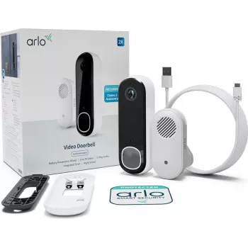 Vaizdo durų skambutis Arlo Essential 2K Chime 180° matymo laukas Laidinis Belaidis